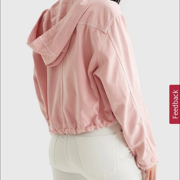 Women's NWT Lucky Brand Under A Cloud Cropped Jacket Pink Large w/Removable Hood - Picture 2 of 15